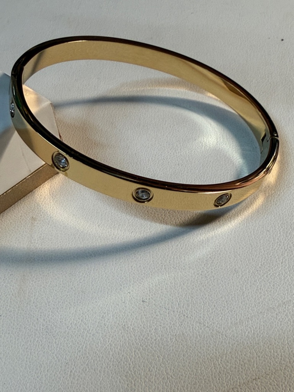 Gold Screw Motif Love Bangle Bracelet crystals Stainless Steel